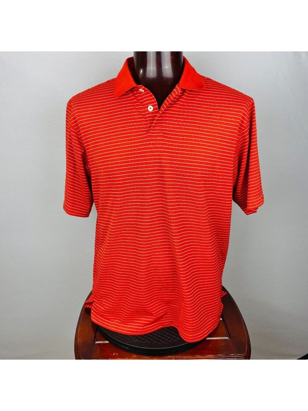 Adidas Climalite Orange Striped Men's L Large Short Sleeve Pullover Polo Shirt